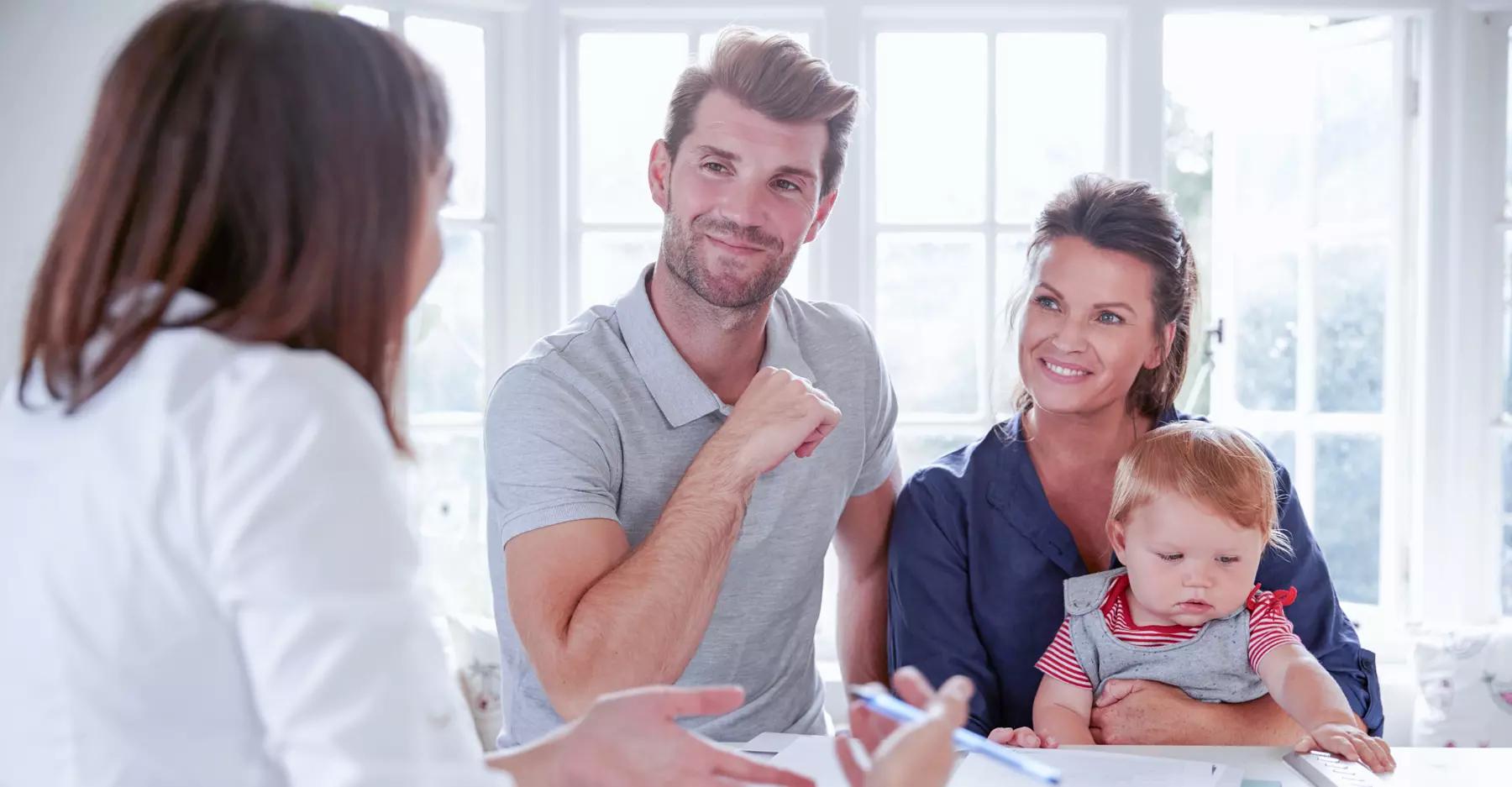 financial advisor providing advice for a young family with a baby